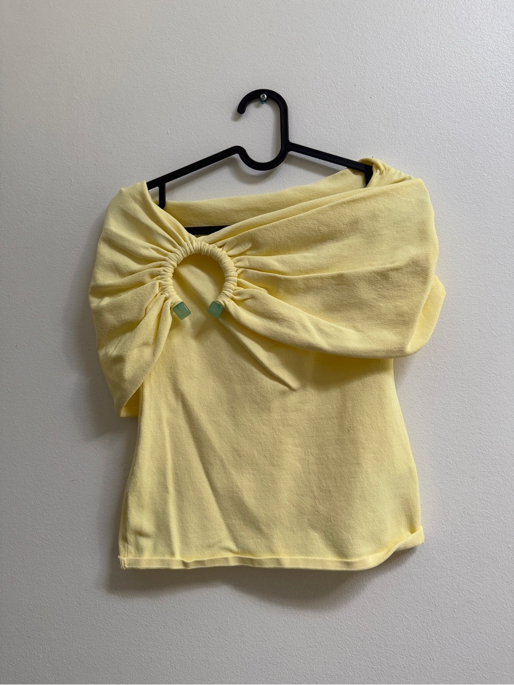 Zara Off-Shoulder Yellow Ruched Ring Top - Picture 2 of 5